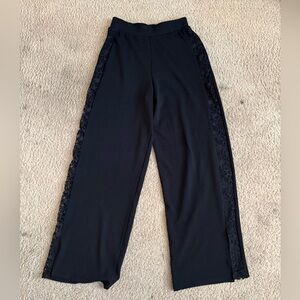 Zara Lace Striped Slit-hem Pants Small